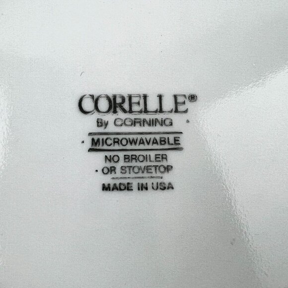 Corelle By Corning Promise 6 Salad Dessert Plates 7.25" White Navy Trim Floral - Picture 9 of 11